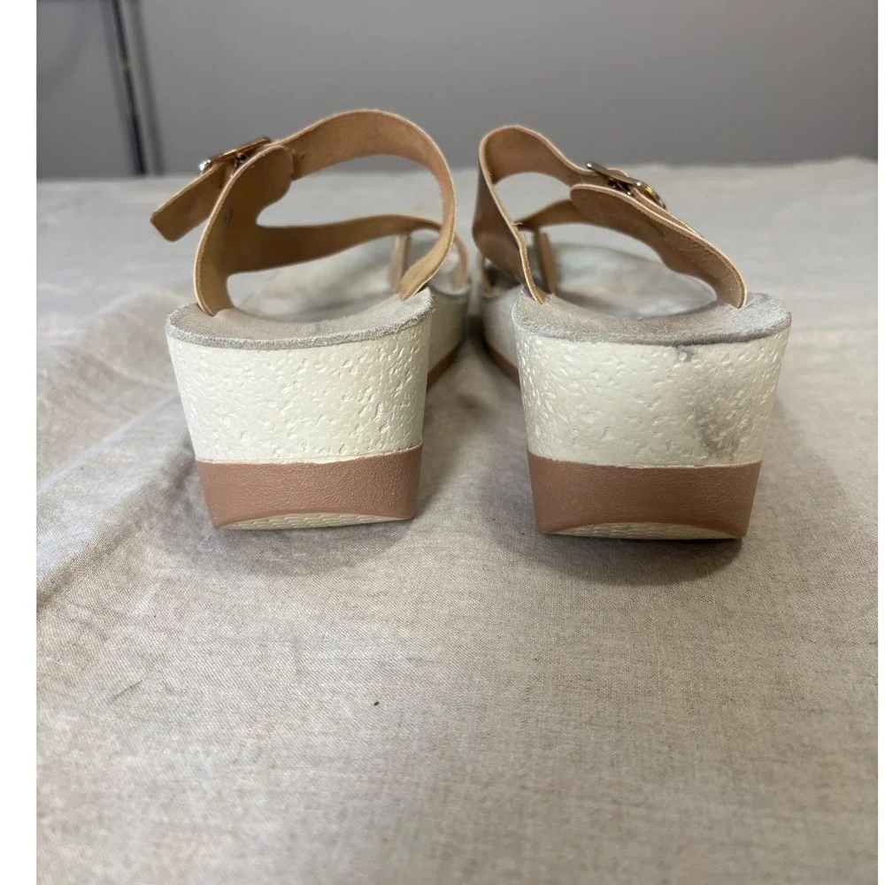 Fantasy Felisa Platform Wedge Sandals 41 Rose Gold Metallic Leather Comfort